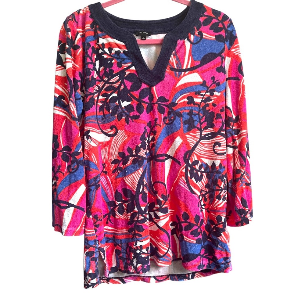 Talbots Pink Blue  French Terry Cloth  Resort Wear Swim‎ Cover Up Tunic  M
